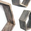 Homeroots Hexagon Rustic Natural Weathered Grey Wood Open Box Shelve - Set of 3 380354